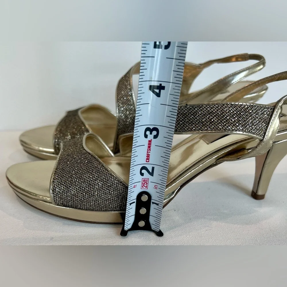 Nina Women’s Leather Slingback Gold Silver Heels  Size 9.5 - Picture 4 of 10